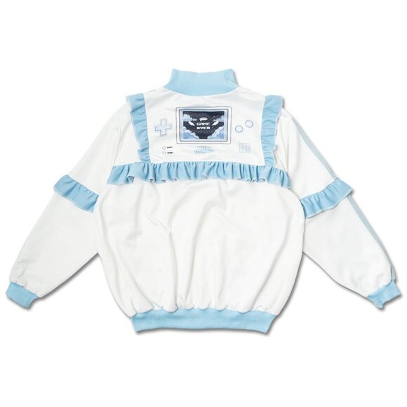 NEW ACDC RAG - Game Over Frill Pastel White Jersey Oversized Jacket - Picture 5 of 5